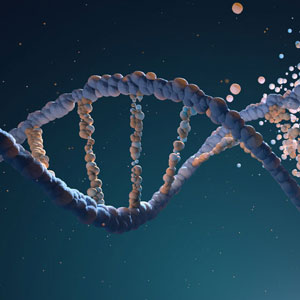 A computer graphic of DNA helix