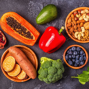 colored display of edible vegetables
