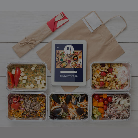 Food in boxes ready to be delivered